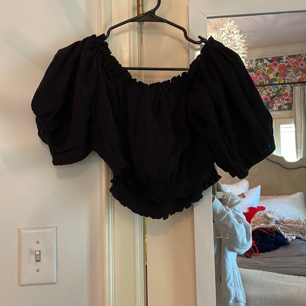 Off the shoulder black crop top